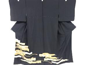 リサイクル　扇に菊・組紐模様刺繍留袖(比翼付き)